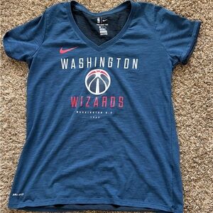 Nike Navy Washington Wizards V-Neck Tee with Red & White Logo